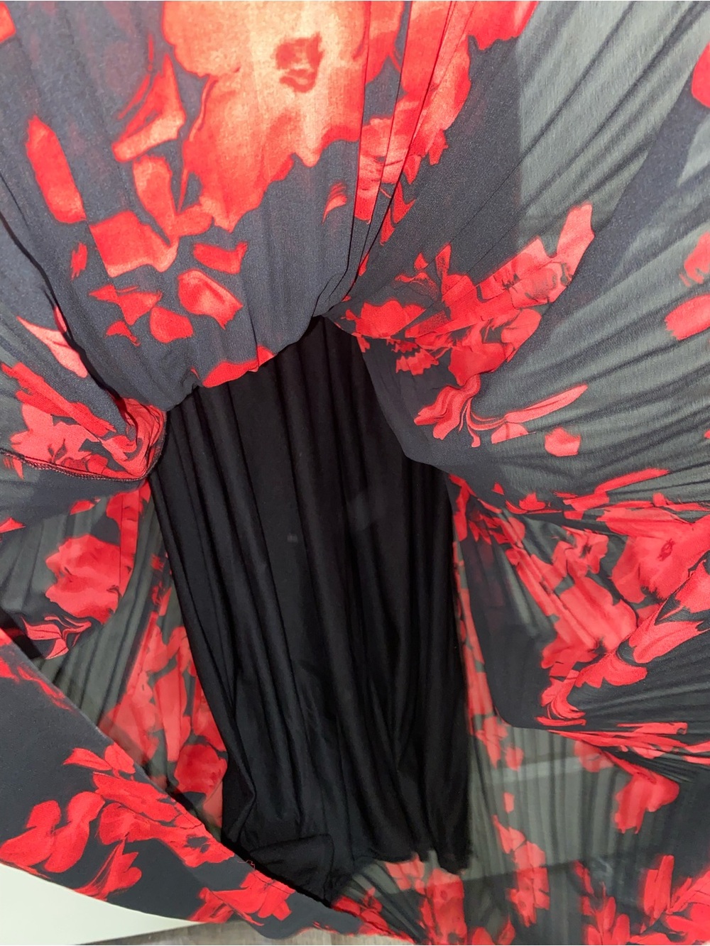H&M Black & Red Floral Midi Dress - Elegant Women's Dress size 12 - Picture 5 of 5